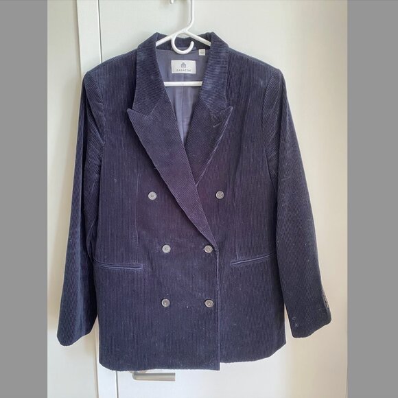 Aritzia Babaton Urban Corduroy Suit (Blazer+Pant) | Navy | Size L | Size 12 - Picture 3 of 7